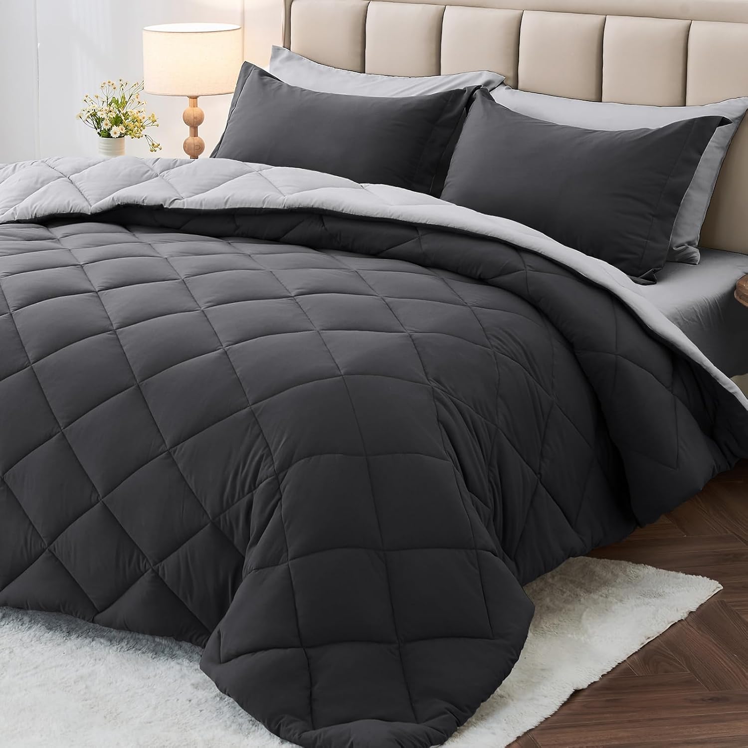 Molira Reversible Comforter 220 Gsm Microfiber Reversible Ac Comforter/Blanket For Winter/Quilt/Duvets For King Size Double Bed 
