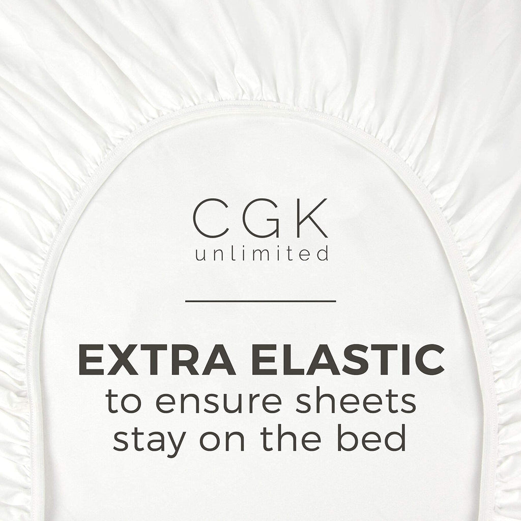 King Size Fitted Bed Sheet - Hotel Luxury Single Fitted Sheet Only - Fits Mattress Up To 16 - Extra Soft, Wrinkle Free, Breathable, And Cooling - Bottom Fitted Sheet - White Single Fitted Sheet Only