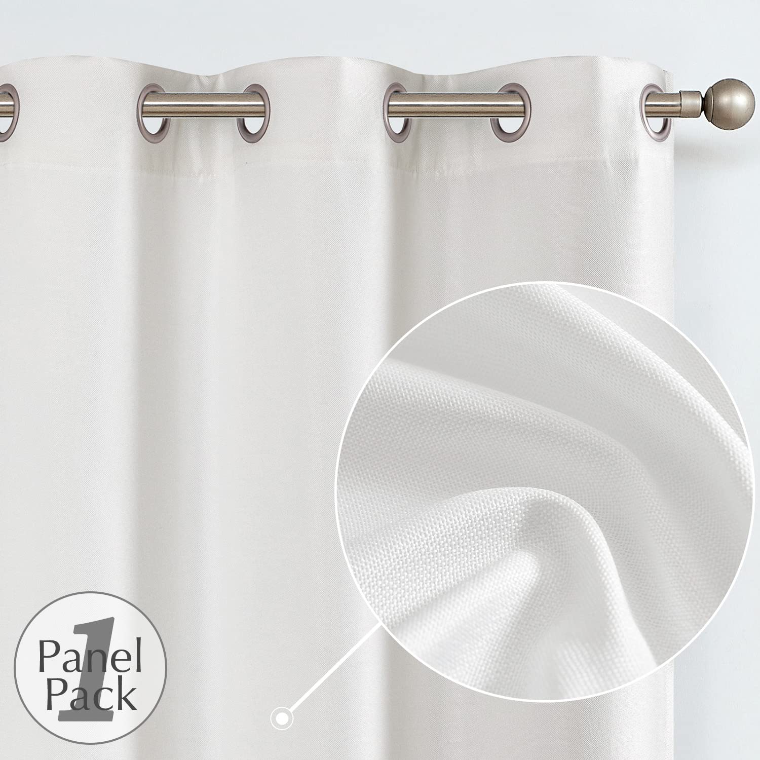 Jinchan Linen Fabric Curtain Room Darkening Window Treatment For Bedroom 72 Inch Long Thermal Insulated Living Room Curtain White 1 Panel