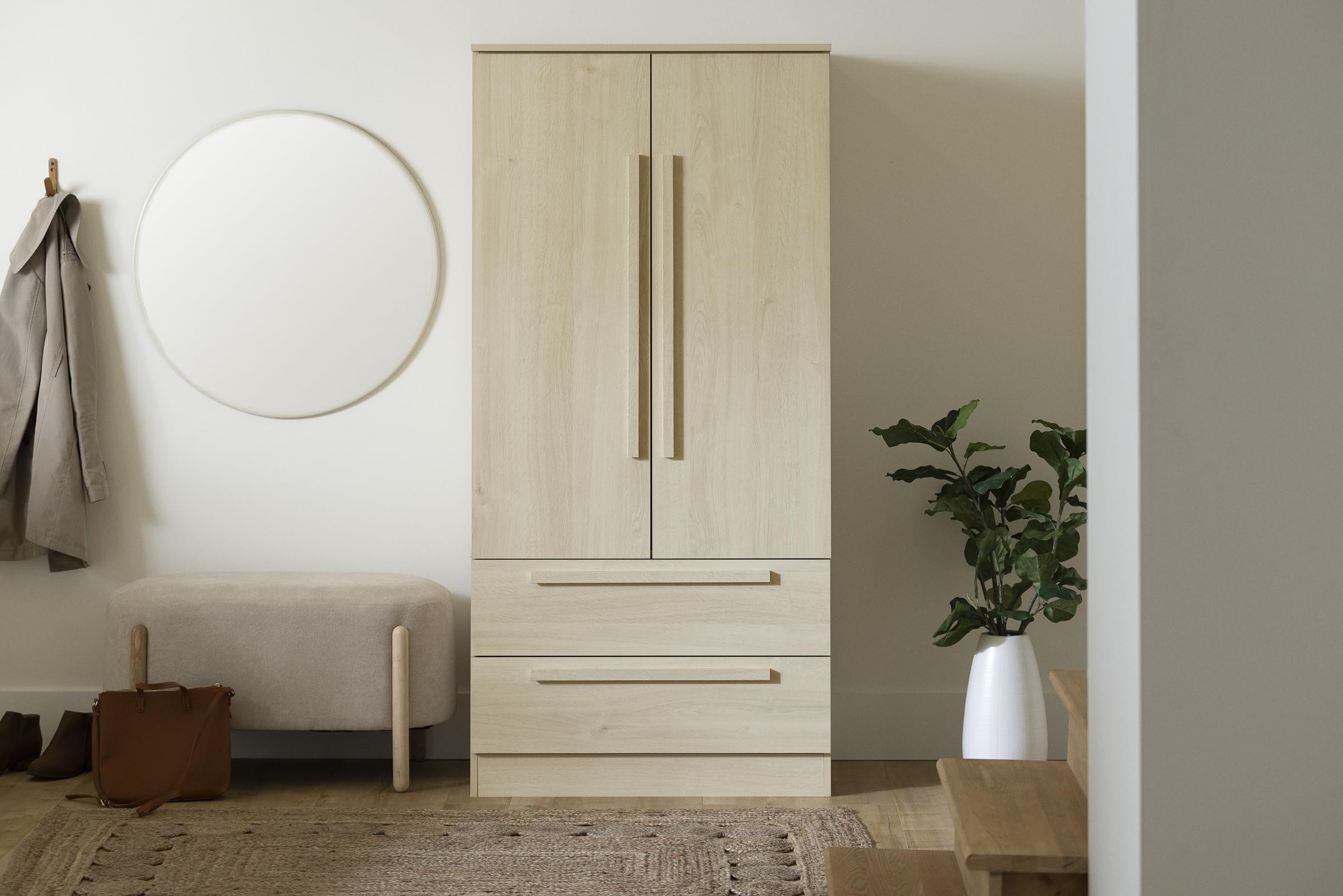 South Shore Furniture Haven 2-Door Armoire with Drawers, Bleached Oak