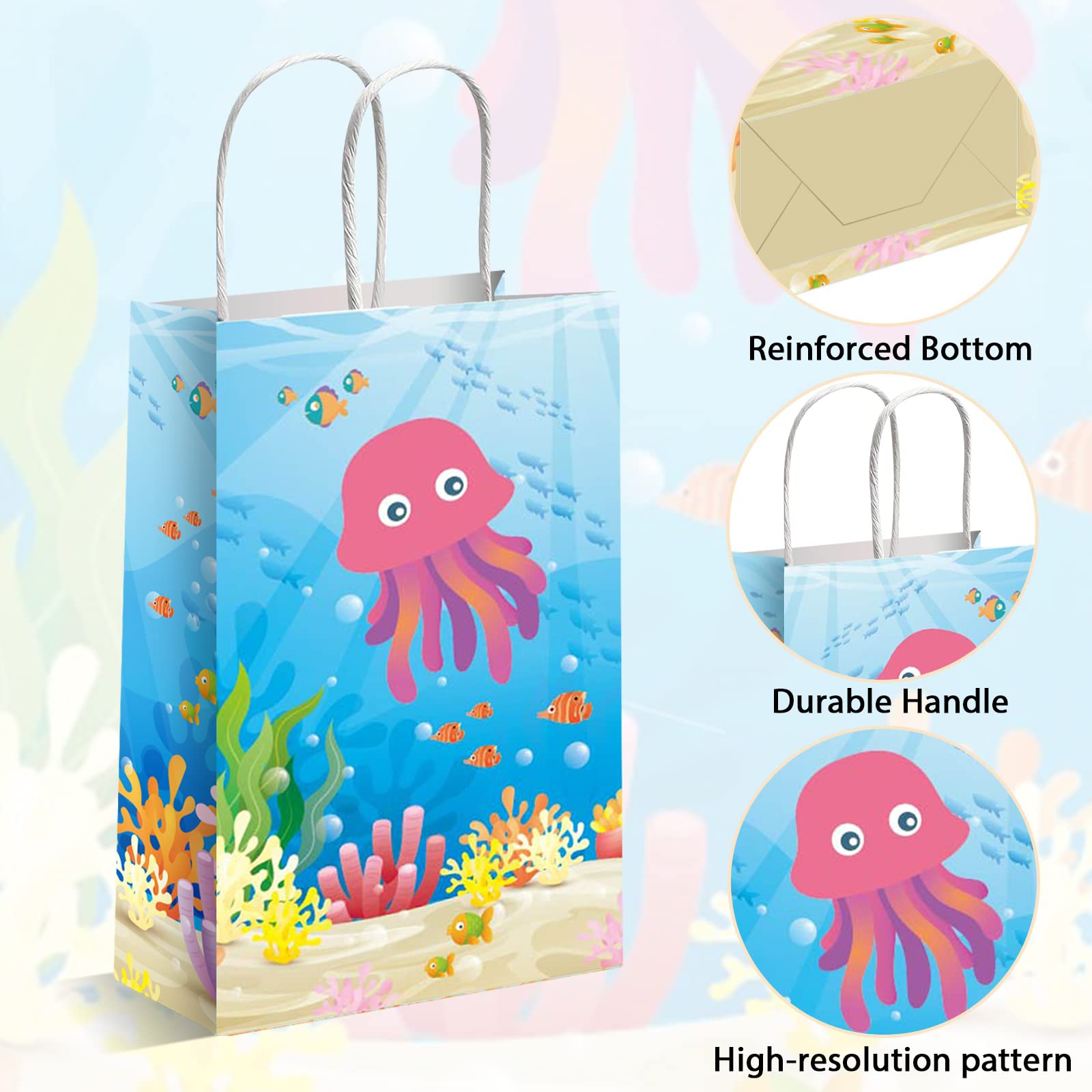 12 Pack Sea Animals Party Bags Under The Sea Party Favor Gift Bags Ocean Themed Party Treat Bags Marine Creature Fish Mermaid Ca