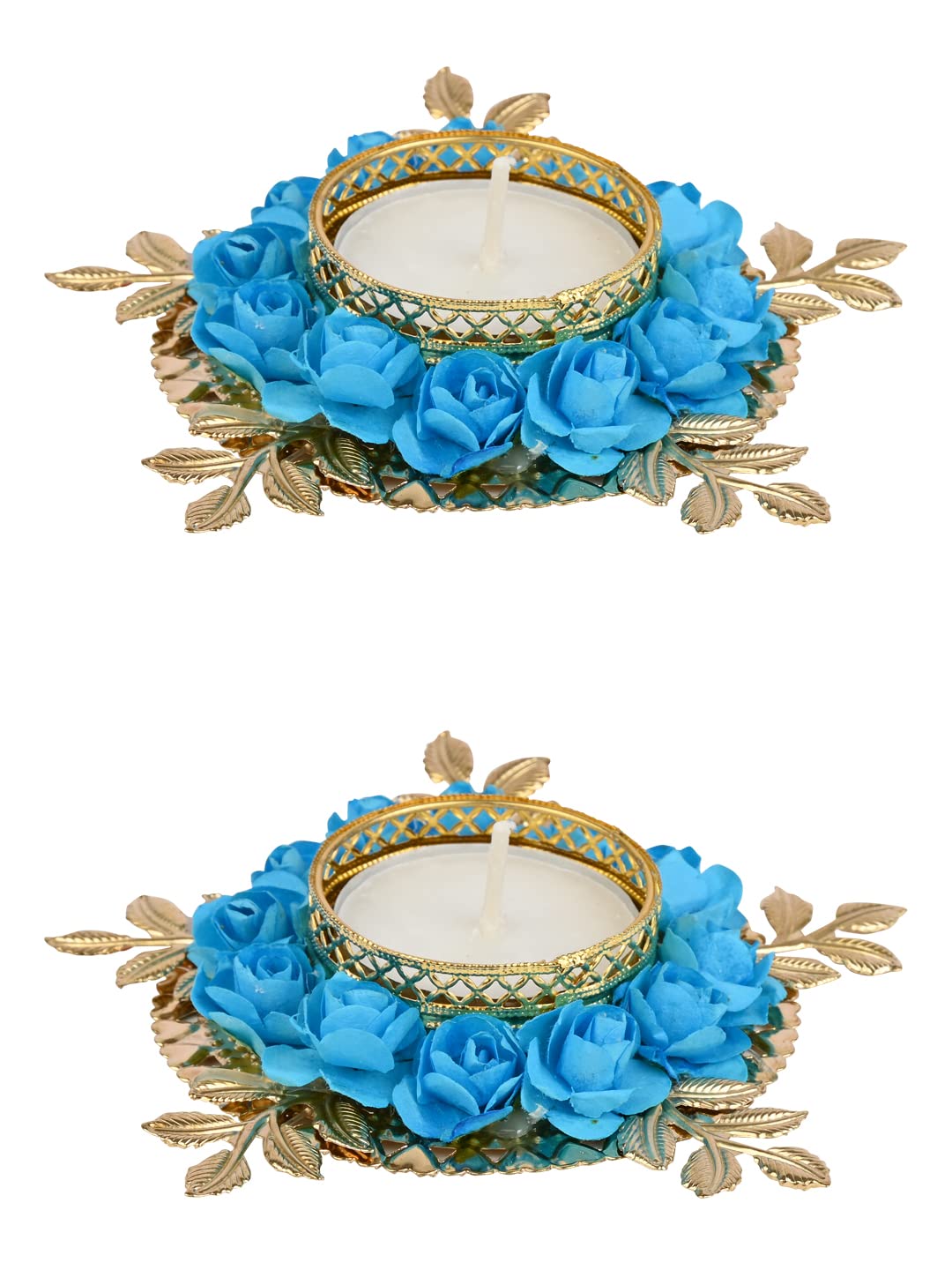 I Jewels Handmade Floral Design Set Of 2 Candle Stand Tealight Holder For Diwali Christmas Festival Decorations Lighting Accesso