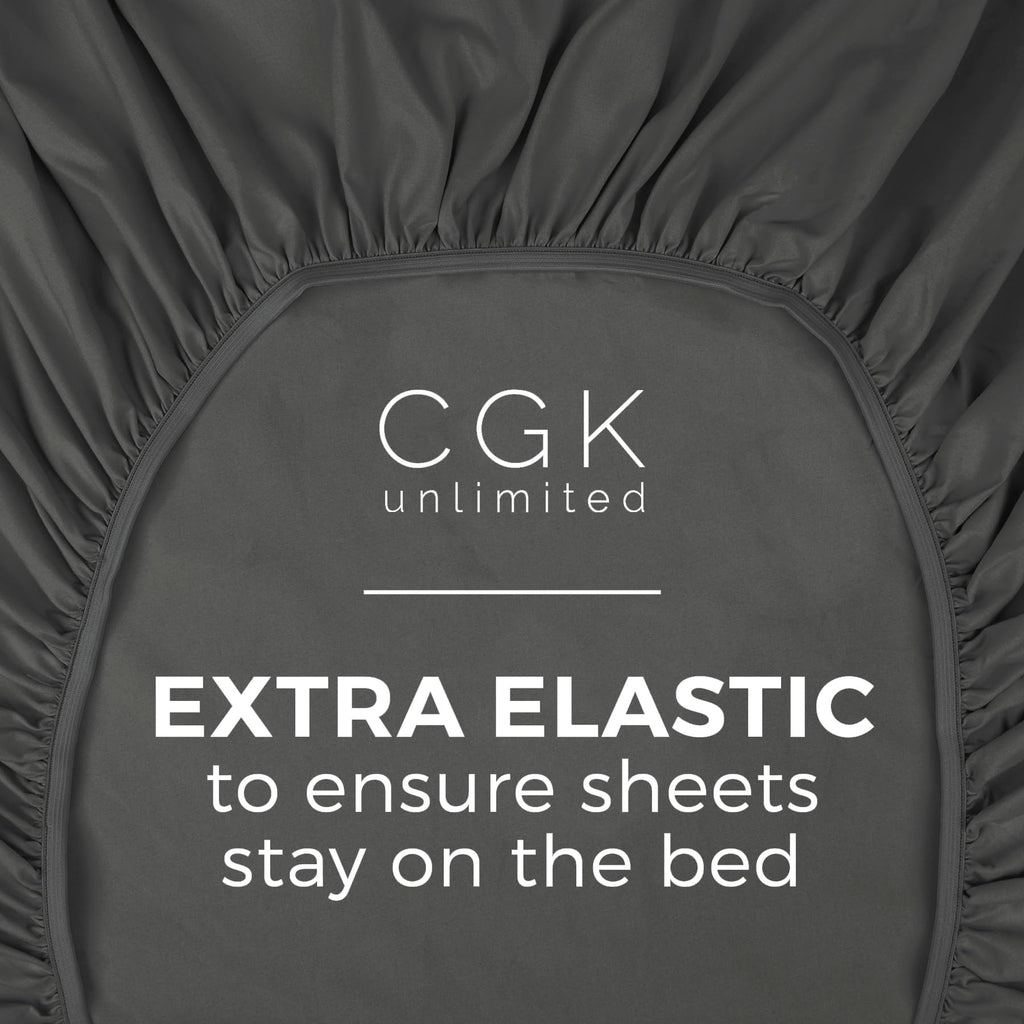 Twin Xl Size Fitted Bed Sheet - Hotel Luxury Single Fitted Sheet Only - Fits Mattress Up To 16' - Soft, Wrinkle Free, Breathable Sheet For Women, Men, Kids & Teens - Dark Grey Single Fitted Sheet
