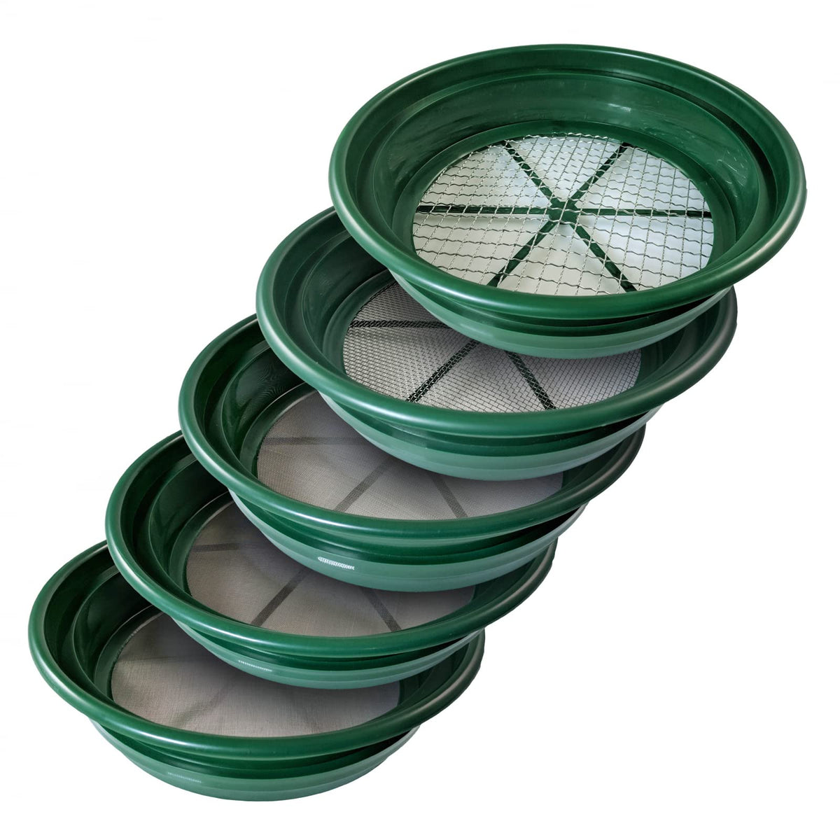 Asr Outdoor 5Pc Gold Panning Classifier Screen Set, Mesh Soil Sifter