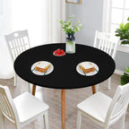 Newisher Round Fitted Table Cover Spandex Stretch Tablecloth Black Table Top Cover With Elastic Edged For Dining Picnic Patio 48 Inch