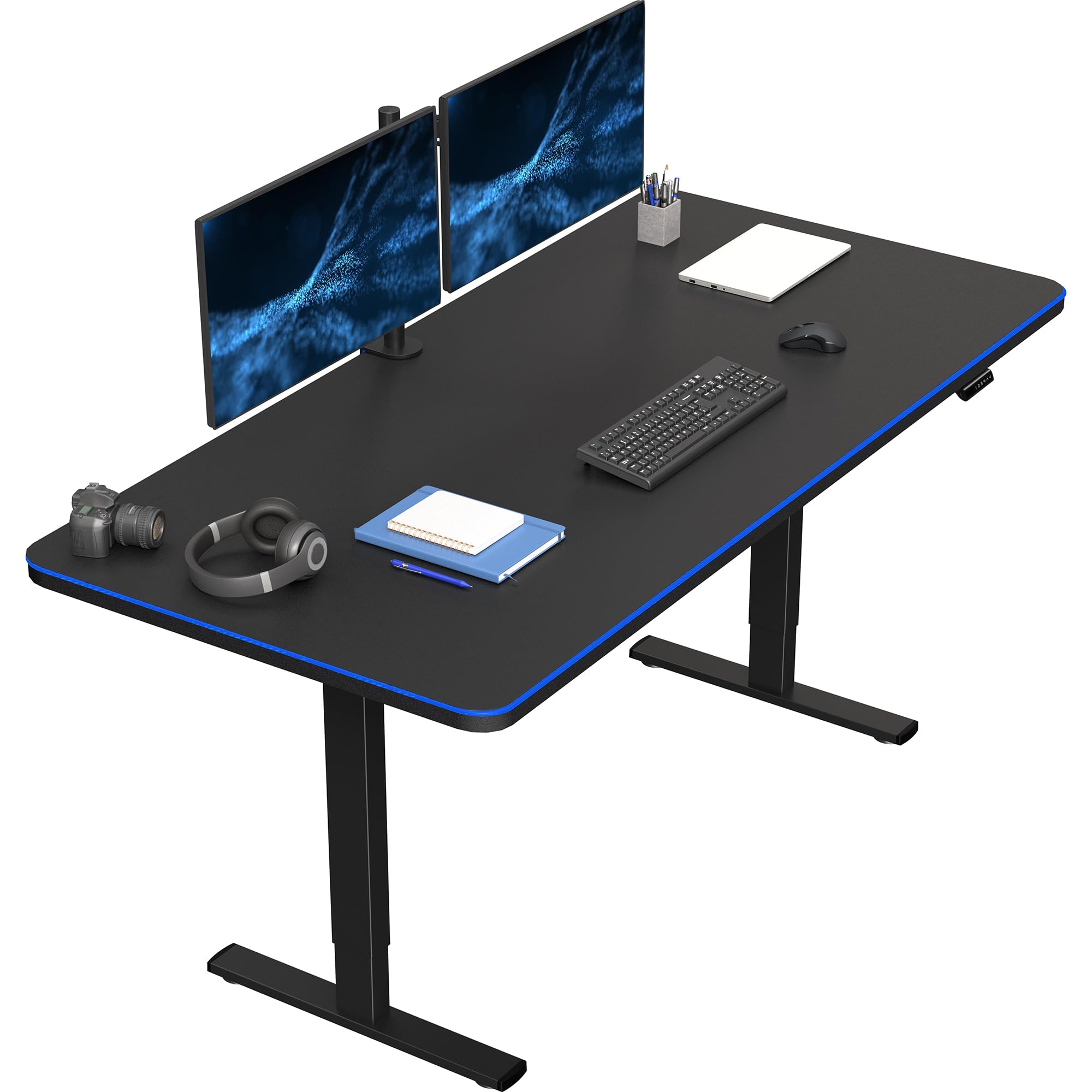 VIVO Electric 71 x 36 in Standing Desk with Full-Size RGB Mouse Pad, Memory Height Adjustment, 1B Series, Holds 220 lbs, Black T