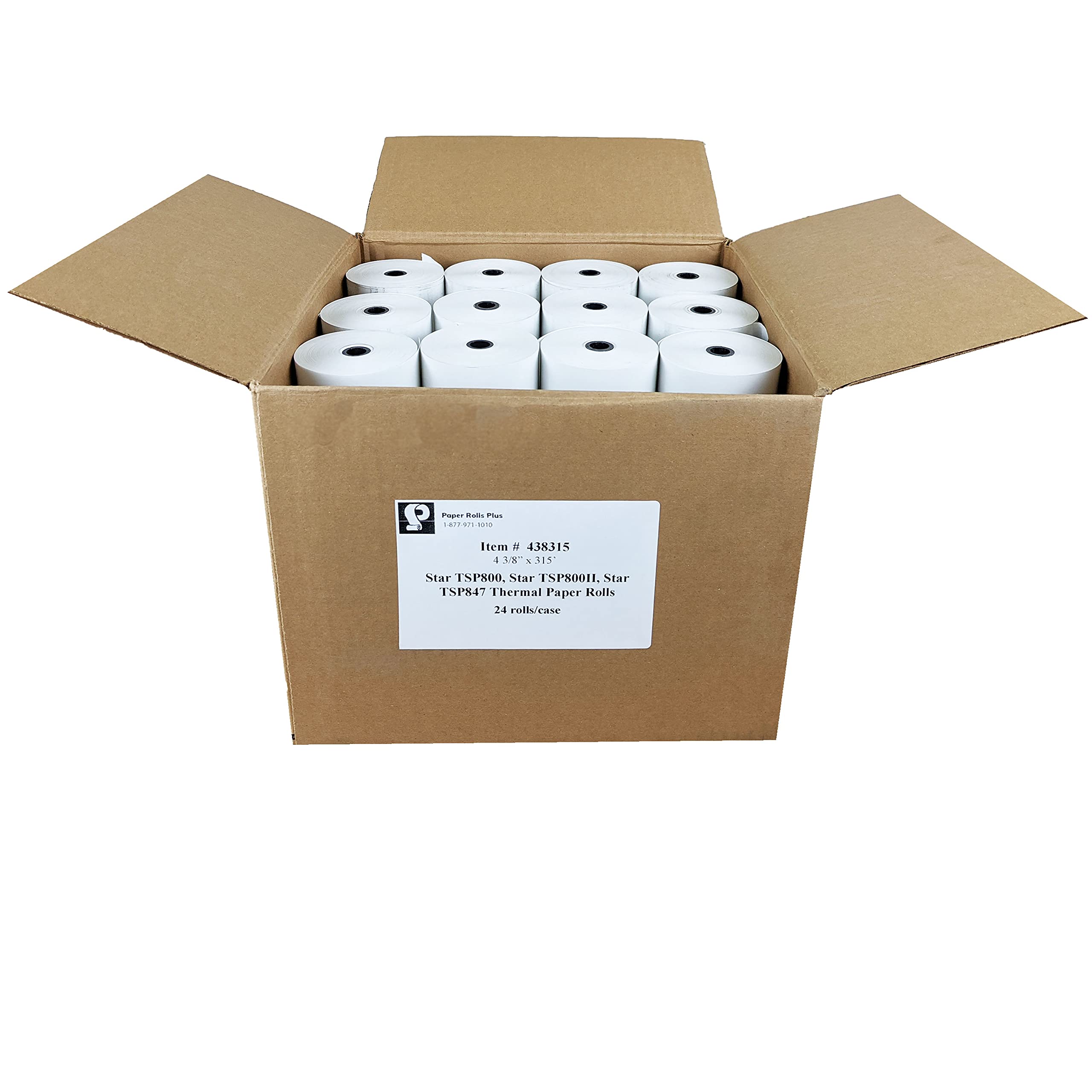4 3/8' X 328' - Star Tsp800, Star Tsp800Ii, Star Tsp847 Thermal Paper Rolls - 24 Rolls/Case