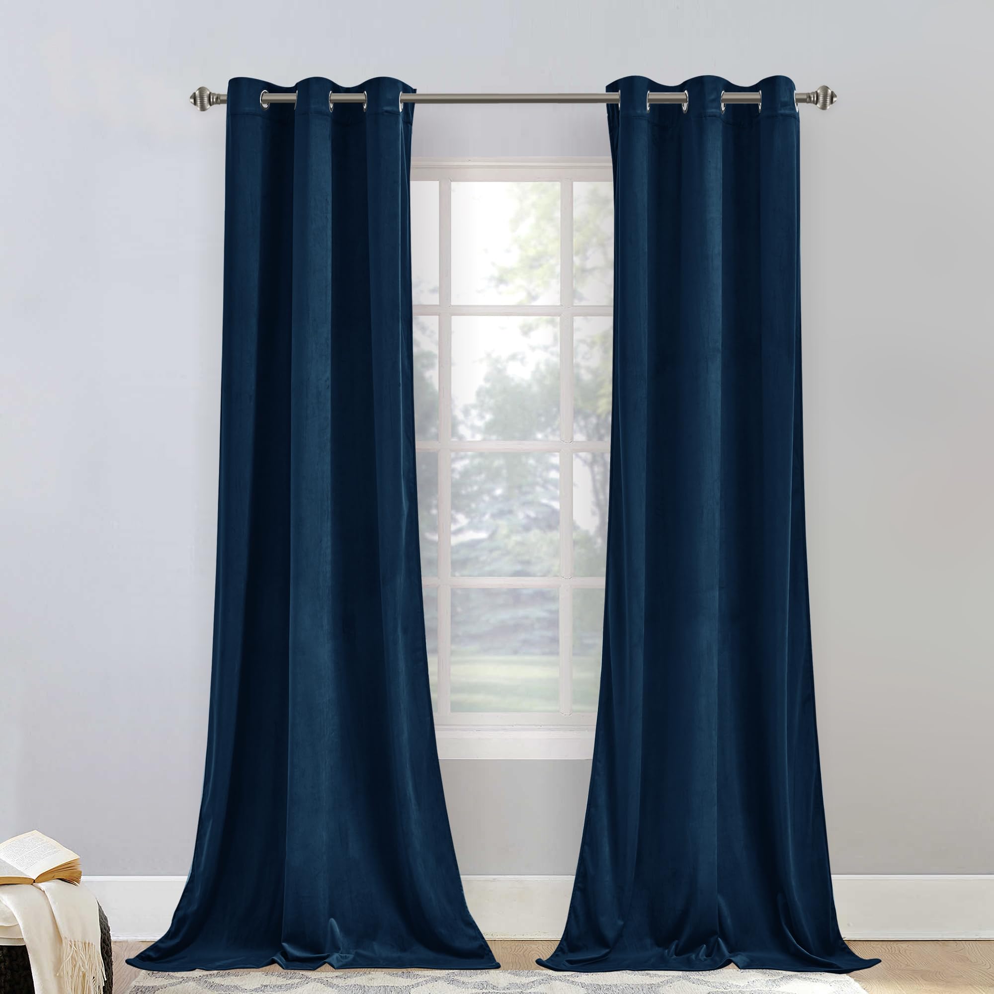 Stangh Navy Blue Blackout Velvet Curtains For Bedroom Super Soft Thermal Insulated Window Drapes Luxury Home Decoration For Dini