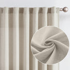 Jinchan Linen Blend Curtains 84 Inches Long For Living Room Oat Farmhouse Rod Pocket Back Tab Light Filtering Window Drapes For Bedroom Curtains 2 Panels