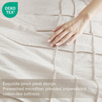 Comfort Spaces Cream Queen Size Duvet Cover Set - 3 Pieces Pintuck Pleated Duvet Cover Queen, All Season Lightweight, Extra Softness Pre-Washed Microfiber Queen Bedding Cover Shams, Full/Queen