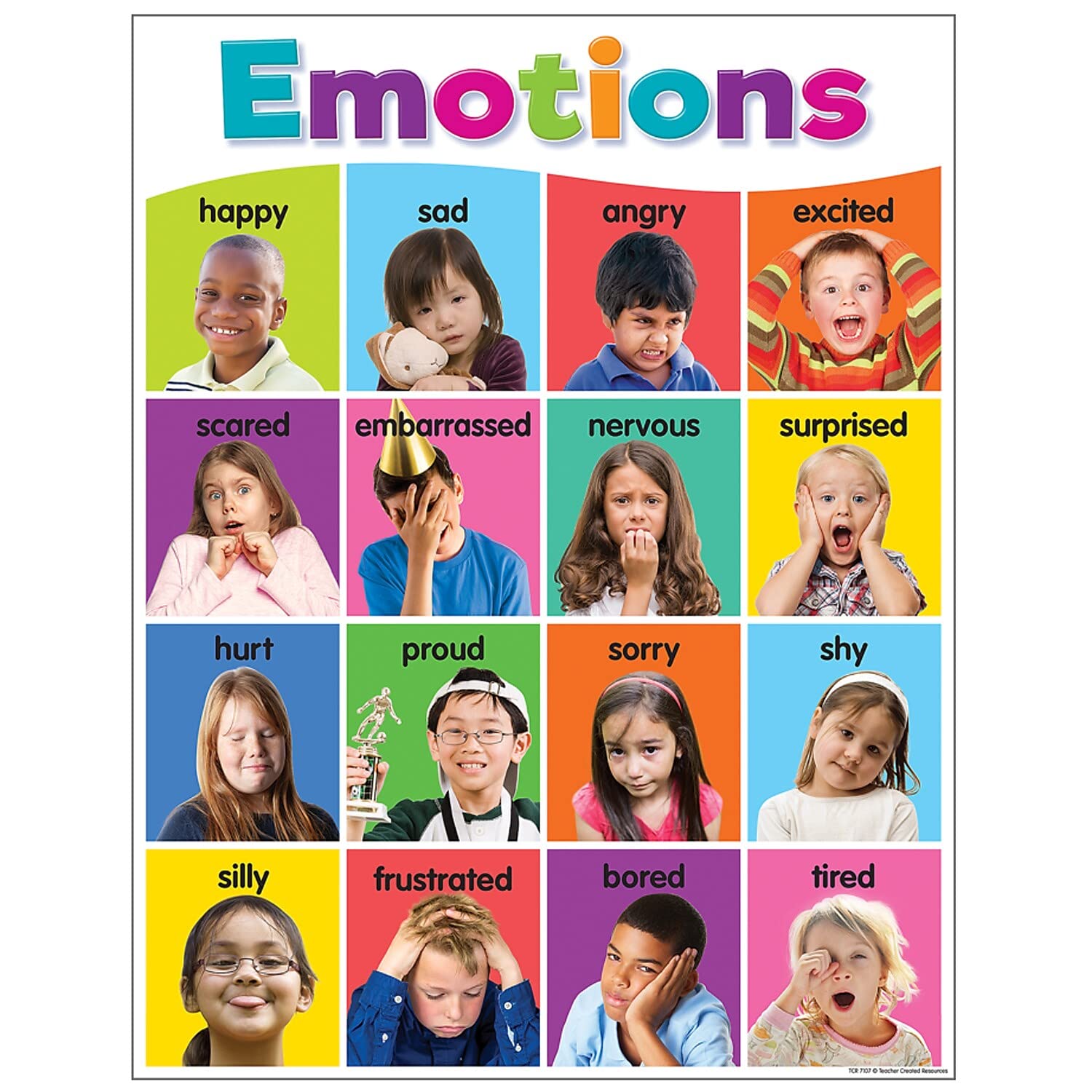 Teacher Created Resources Colorful Emotions Chart, 17"x22", Multi Color, Model 7107