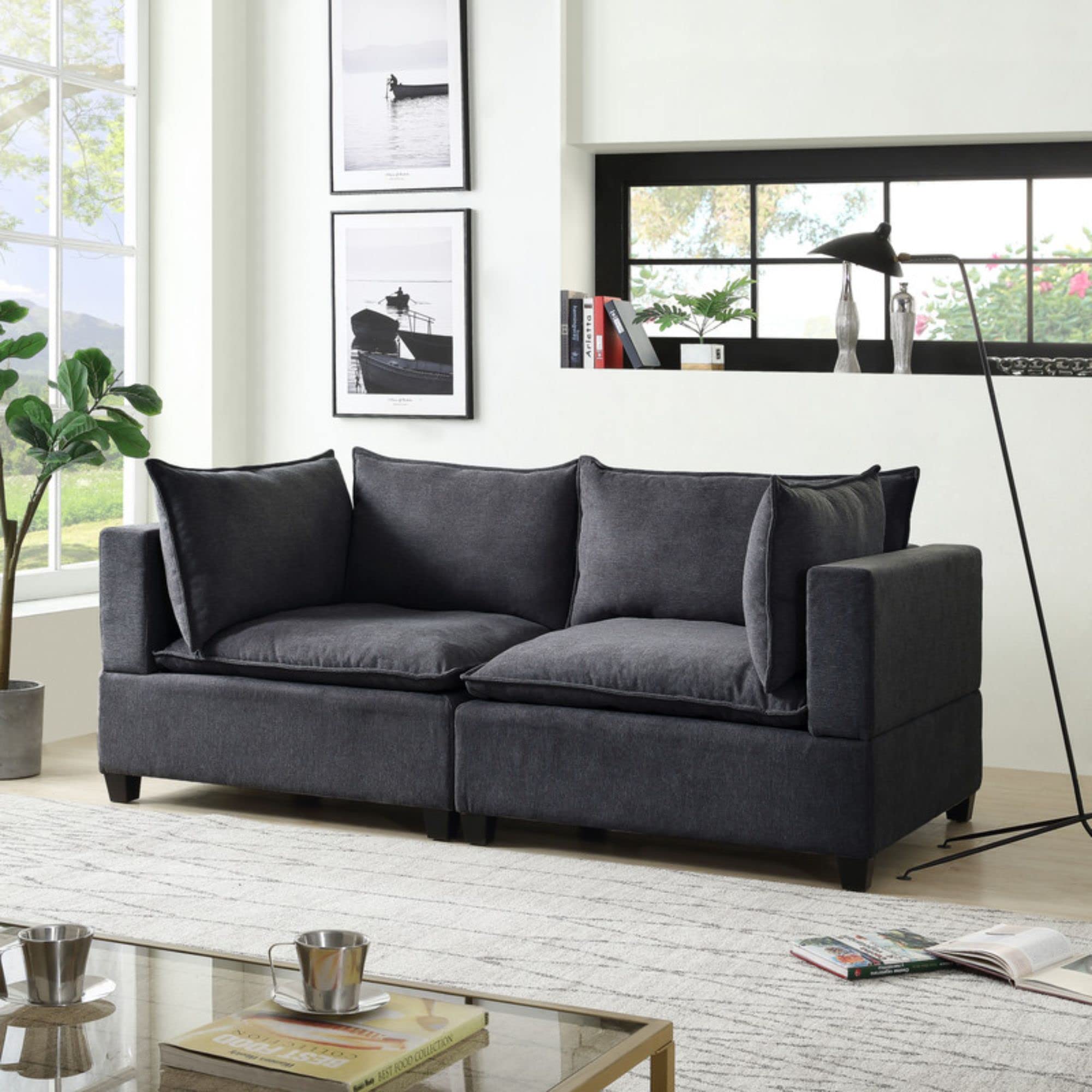 Lilola Home Madison Dark Gray Fabric Loveseat
