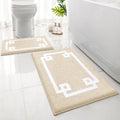 HOMEIDEAS Bathroom Rugs Sets 2 Piece, Soft and Water Absorbent Microfiber Carpet, Non-Slip Washable Bath Mats (20x32+16x24, Beig
