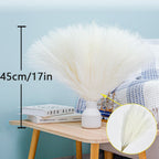 Bnecnet 10 Stems White Pampas Grass Fluffy - 17.7'' Faux Pampas Grass Decor Small Pampas Grass Fluffy Pompas Floral Arrangement