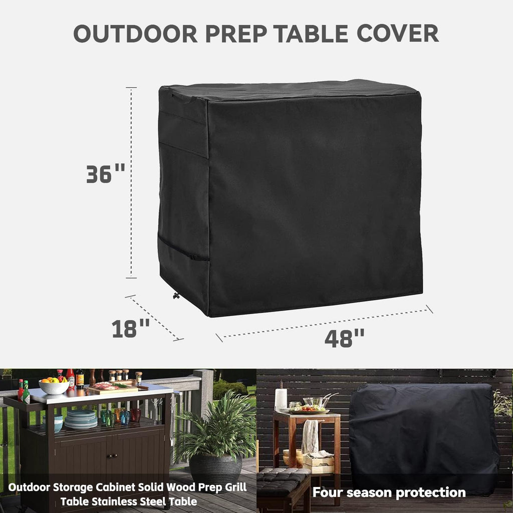 Outdoor Prep Table Cover- Heavy Duty Waterproof Cover For Outdoor Wicker Bar Cart, Compatible With 48 Inch Outdoor Beverage Serv