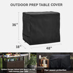 Outdoor Prep Table Cover- Heavy Duty Waterproof Cover For Outdoor Wicker Bar Cart, Compatible With 48 Inch Outdoor Beverage Serv