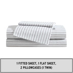 Eddie Bauer - Twin Sheet Set, Cotton Percale Bedding Set, Super Soft And Cozy Home Decor, Oeko-Tex Certified (Ticking Stripe Grey, Twin)