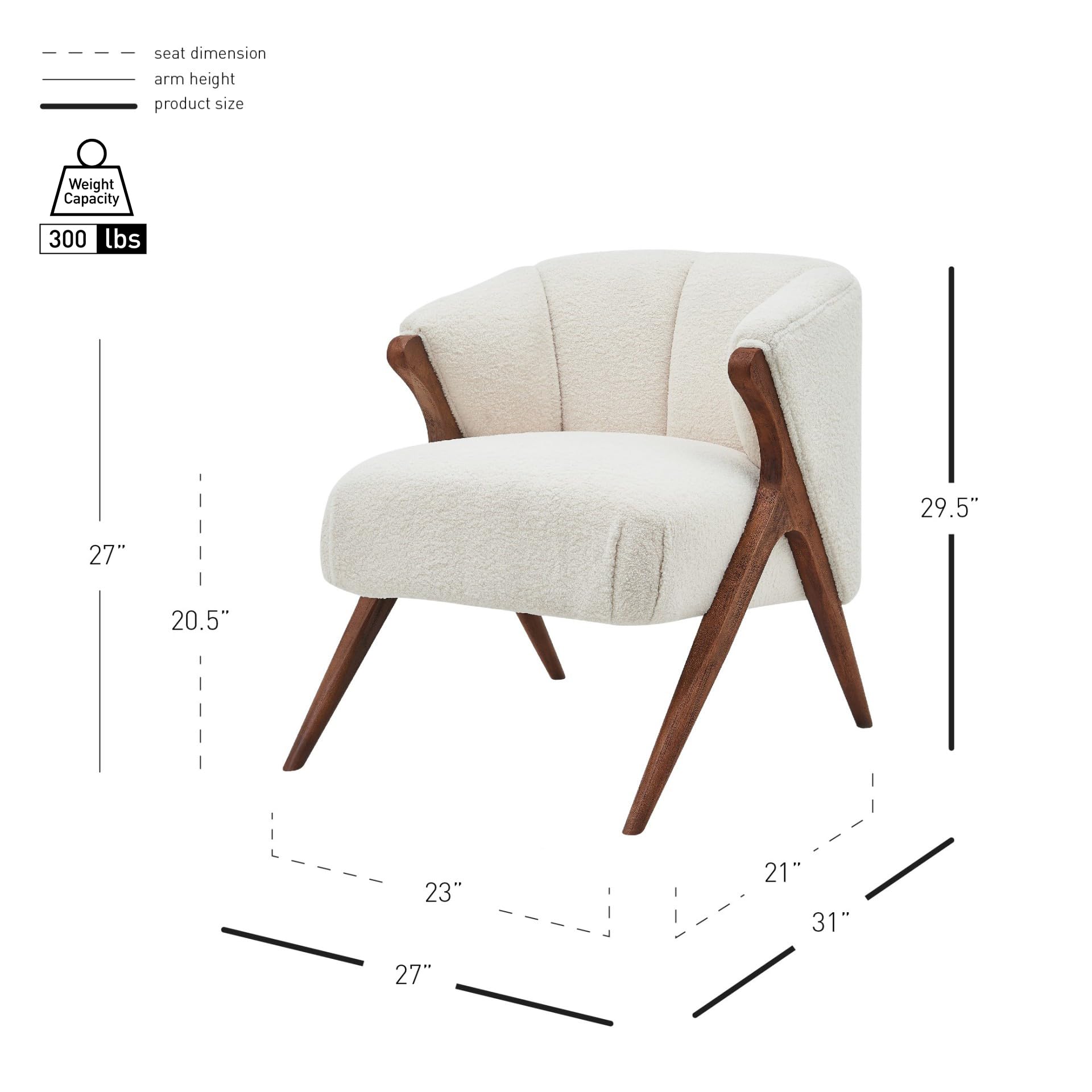 Npd Furniture And More Florence Faux Shearling Fabric Brown Legs Accent Chair, Beige