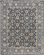 HomeRoots 514831 9 x 12 ft. Taupe Blue & Ivory Wool Floral Hand Tufted Handmade Stain Resistant Rectangle Area Rug