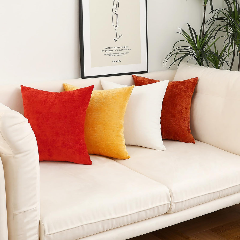 Jeneoo Set Of 2 Decorative Rust Throw Pillow Covers Soft Velvet Comfy Solid Couch Cushion Cover Decor (Dark Orange,18 X 18 Inche