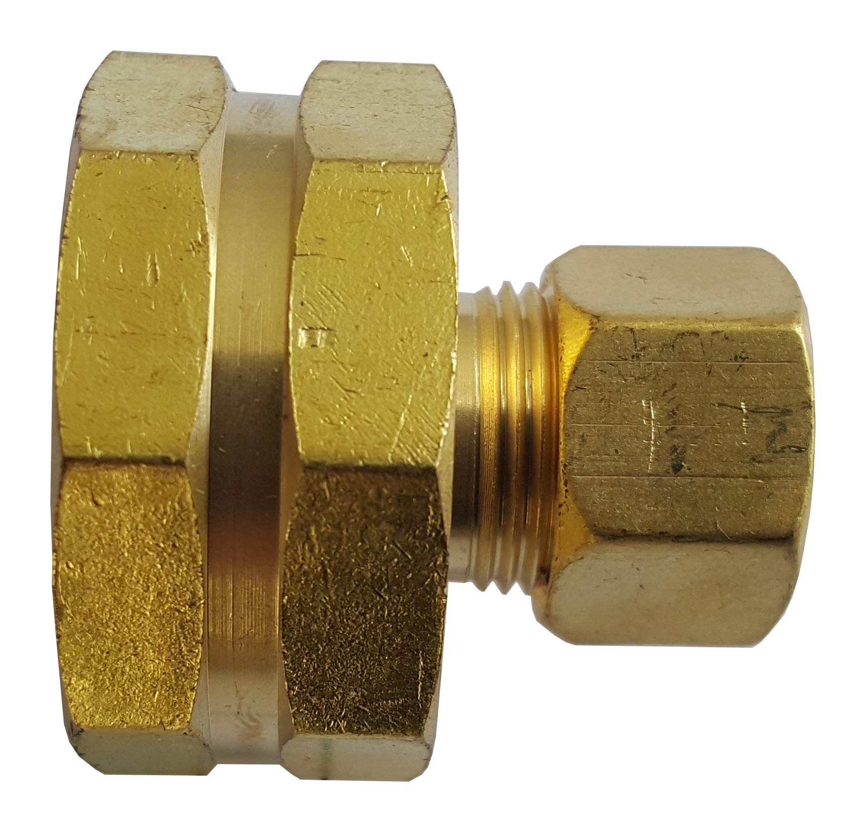 1 Piece Xfitting 3/8' Od Compression X 3/4' Fht Garden Hose Threaded Female Adapter, Brass, 1 Pack