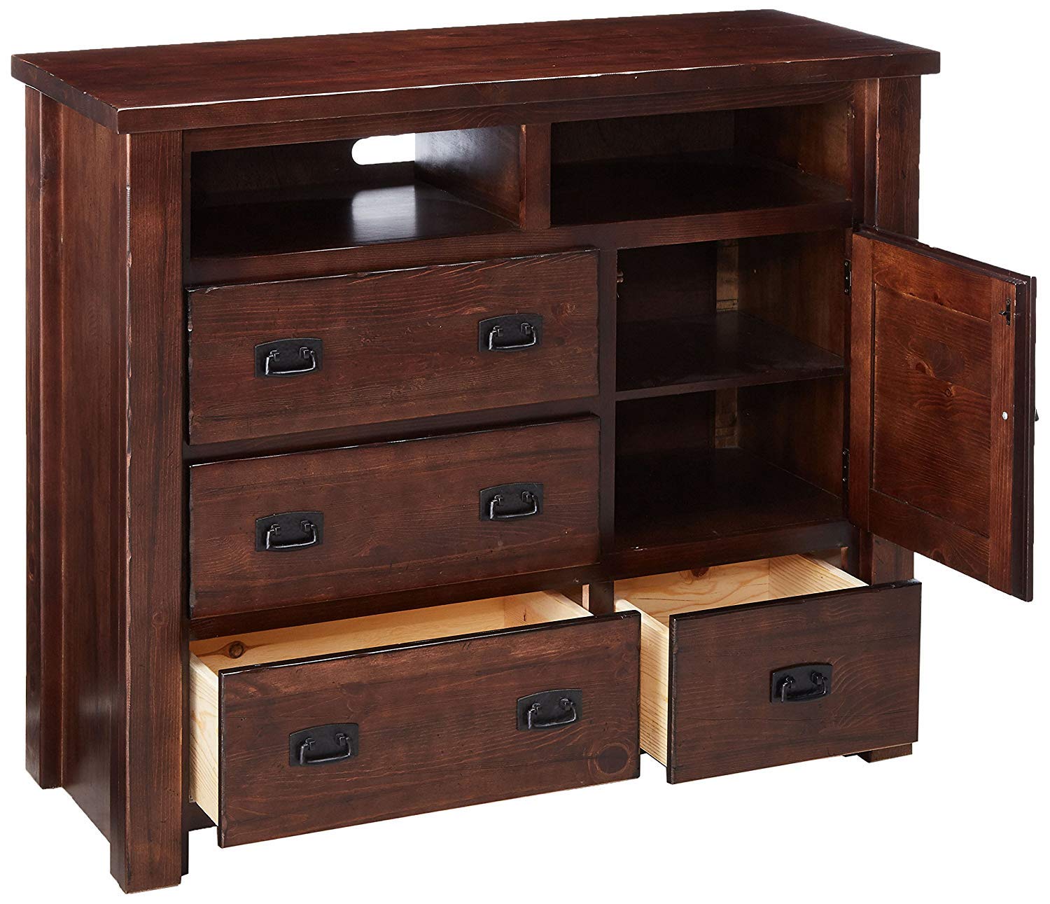 Progressive Furniture Trestlewood Media Chest, 48&quot; W X 19&quot; D X 40&quot; H, Mesquite Pine