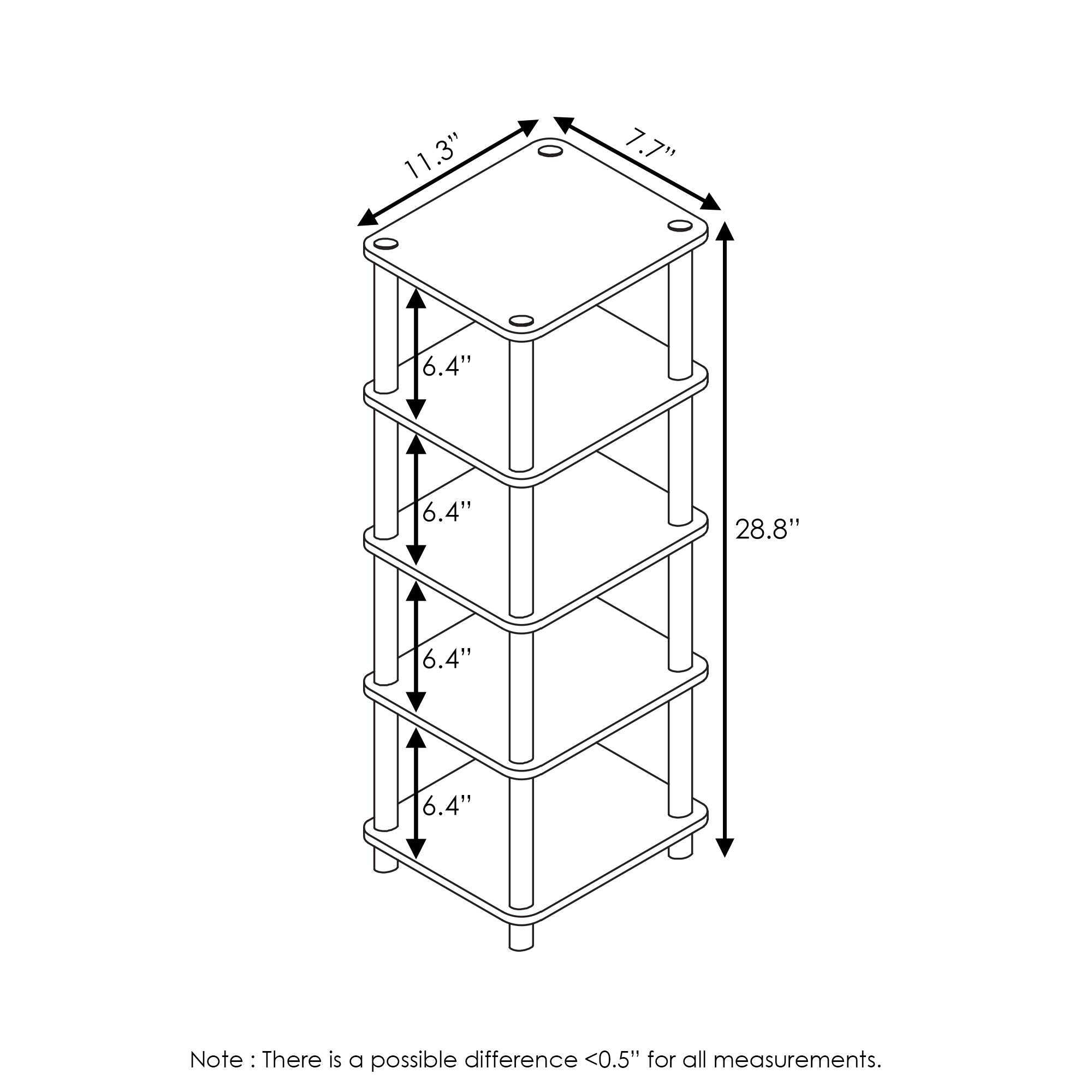 Furinno Turn-N-Tube Laci 4-Bins System Rack, French Oak Grey/Black