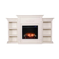 Sei Furniture Tennyson Electric Fireplace With Bookcases, New Ivory