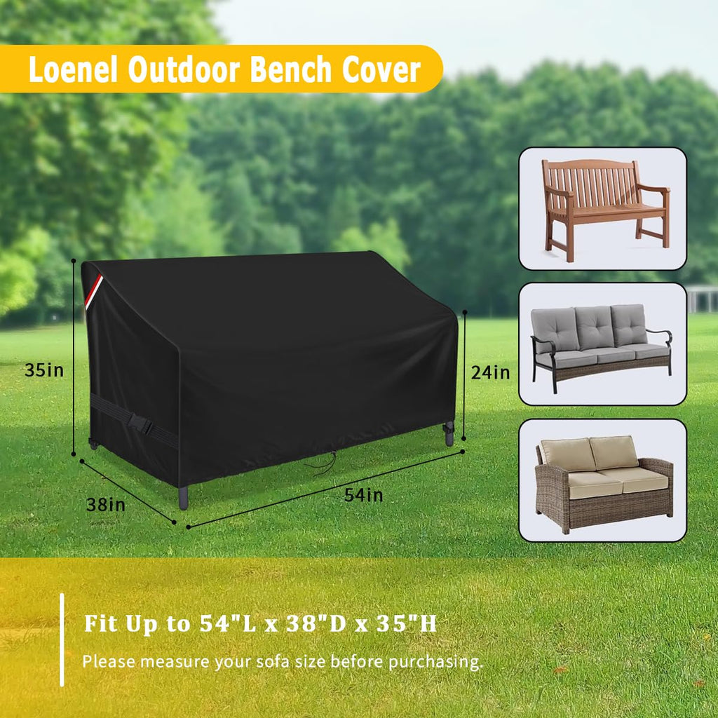 Loenel Outdoor Loveseat Cover, Waterproof 2-Seater Outdoor Bench Cover For Patio Sofa Furniture, Outside Small Couch Covers - 54