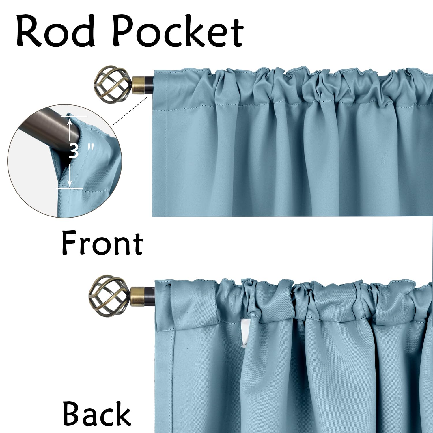 Bgment Rod Pocket And Back Tab Blackout Curtains For Bedroom - Thermal Insulated Room Darkening Curtains For Living Room, 2 Window Curtain Panels (52 X 84 Inch, Greyish Blue)