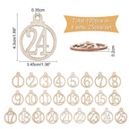 Nbeads 100 Pcs Number Wooden Calendar For Christmas, 1-25 Christmas Countdown Advent Calendar, Wooden Number Pendants For Christ