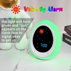 Butting Kids Alarm Clock, Toddler Sleep Training Clock With Sun & Moon, Sound Machine, Night Light, Ok To Wake Alarm Clock For C