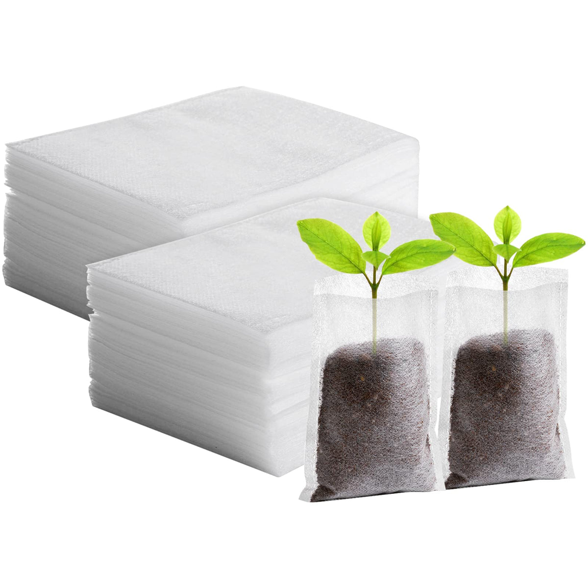 Greaner 100Pcs Seedling Nursery Bags, 7.8X13.7 Inches Biodegradable Non-Woven Fabric Plant Grow Bags, Seeding Starter Container