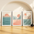 SoulAbiti Pastel Sunset Landscapes set of 3 Framed Wall Print 12x18 inch White Frame PlexiGlass Abstract Art ready to hang for