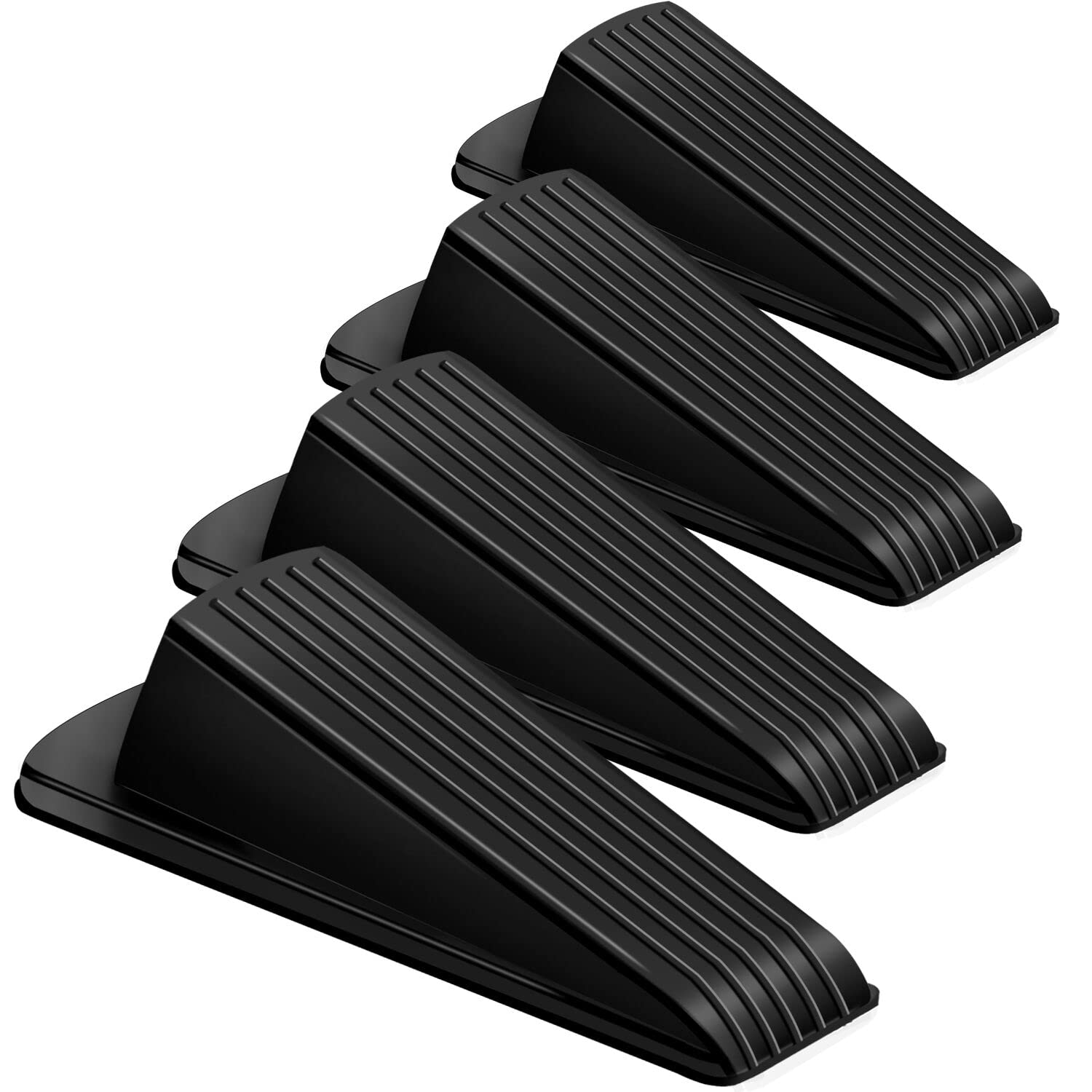Door Stoppers, 4 Pack Premium Rubber Stoppers Wedge, Stops For Carpet Heavy Duty Door, Bottom Of On Tile, Concrete, Carpet, Wood