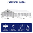Phi Villa 40'X20' Outdoor Heavy Duty Party Tent Large Commercial Canopy Wedding Event Shelter With Removable Sidewalls & 7 Storage Bags For Patio Outdoor Garden Events, White