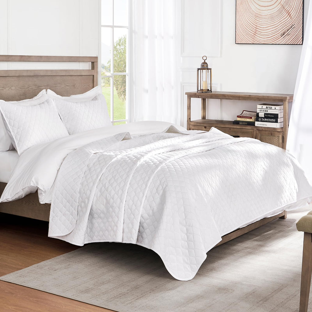 Exclusivo Mezcla Ultrasonic California King Size Quilt Bedding Set With Pillow Shams, Lightweight Quilts Cal King Size, Soft Bed