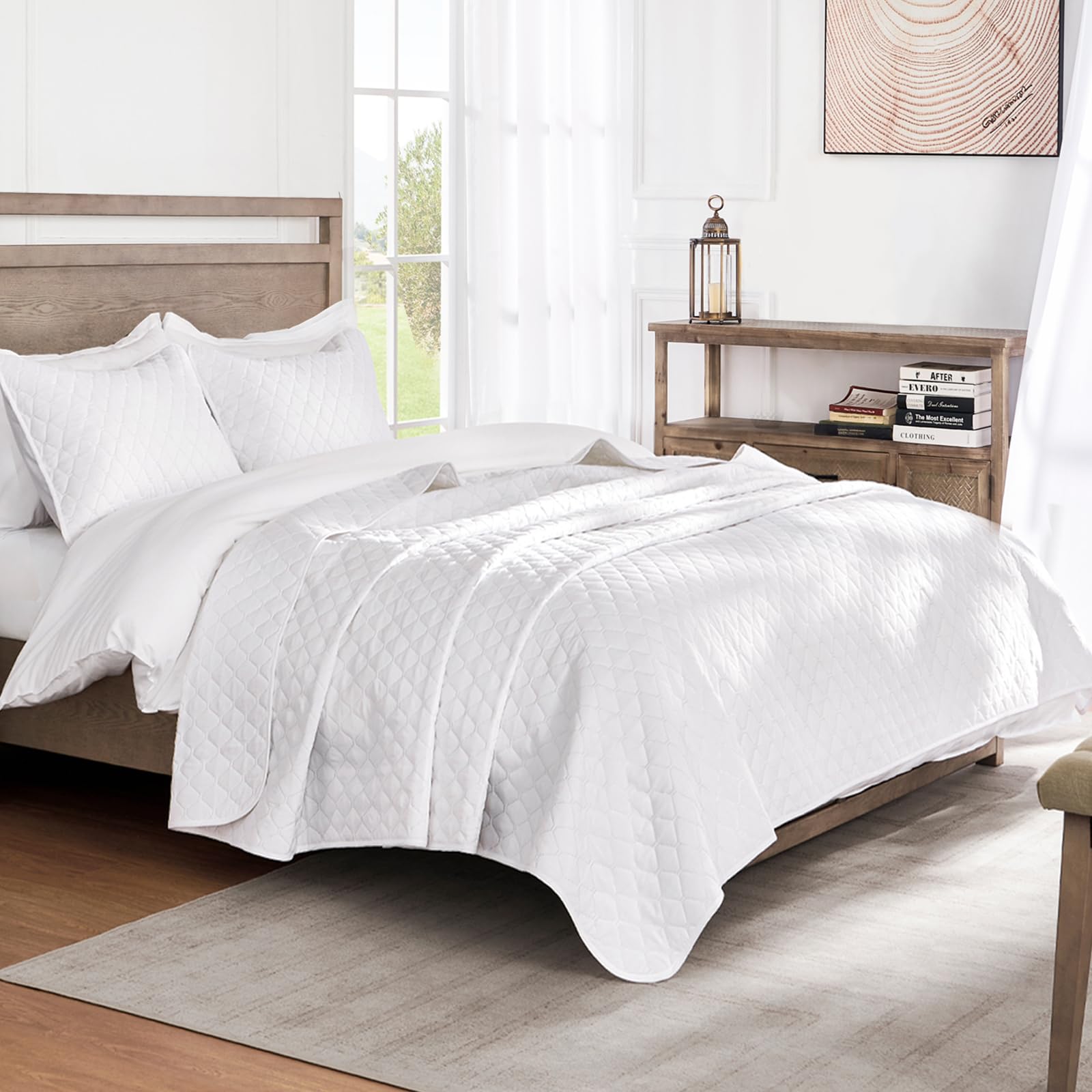 Exclusivo Mezcla Ultrasonic California King Size Quilt Bedding Set With Pillow Shams, Lightweight Quilts Cal King Size, Soft Bed
