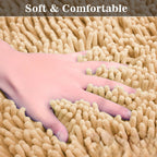 Eanpet Half Round Bath Mat, Non-Slip Beige Chenille, Water Absorbent, Ultra Soft, Washable, 19.6" x 31.5"