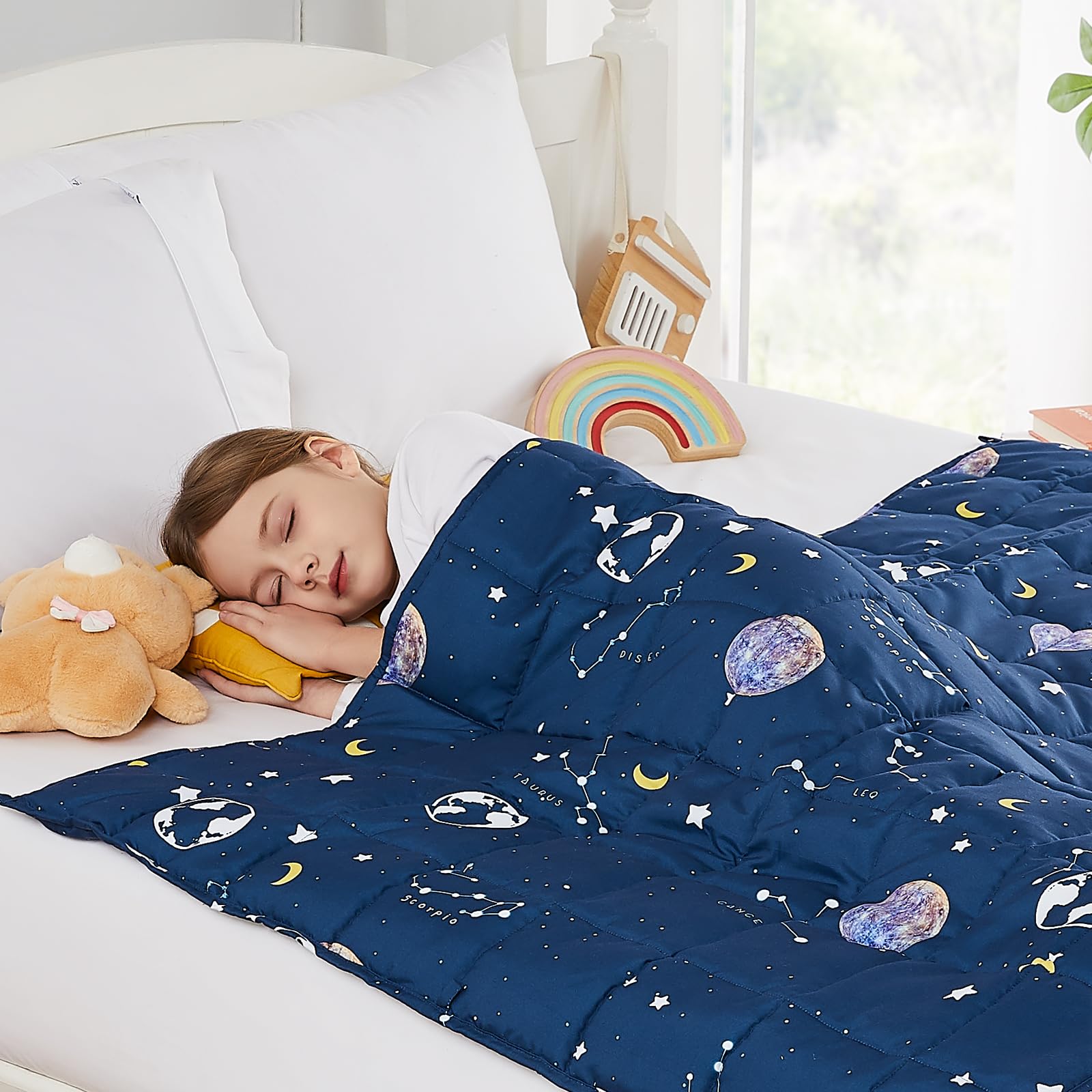 HOSUKKO Weighted Blanket - 10 lbs Navy Starry Sky Heavy Blanket - Breathable Blanket(50 * 60 inches, 10 lbs)