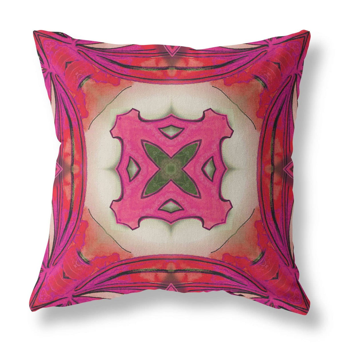 HomeRoots 18â€ Hot Pink Geo Tribal Suede Throw Pillow