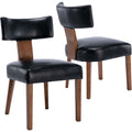 Bestano Modern Dining Chairs Set Of 2, Comfy Upholstered Side Chairs With Wood Legs, Pu Leather Dining Chairs With Curved Wingba