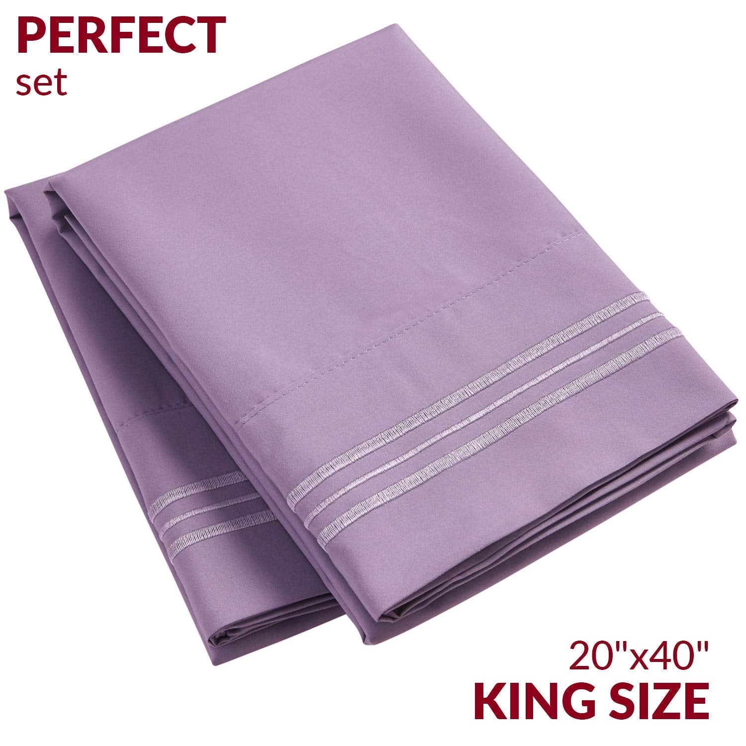 Mellanni King Size Pillow Cases 2 Pack - Pillow Covers - Pillow Protector - Hotel Luxury Bedding Sheets & Cooling Pillowcases - Wrinkle, Fade, Stain Resistant (Set Of 2 King Size, Violet)