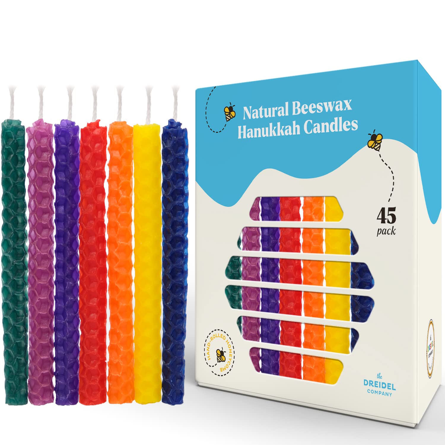 The Dreidel Company Hanukkah Candles Natural Honeycomb Beeswax - Multi-Color - 4.5