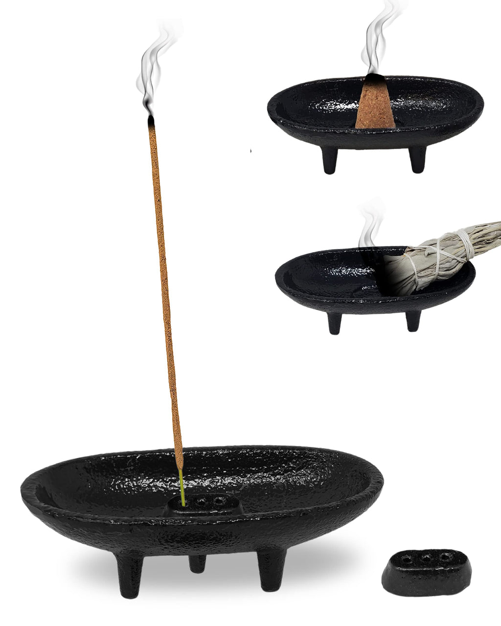 Cast Iron Incense Burner 4' L 2' H, Ideal for smudging, Incense Burning, Ritual Purpose, Decoration etc. (4' L)