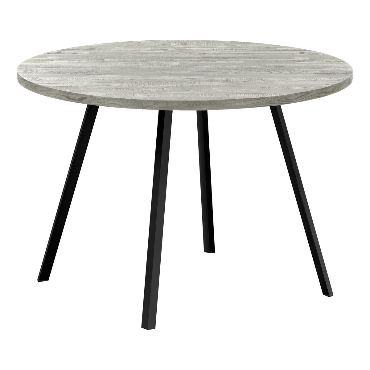 Monarch Specialties 1151 Table, 48' Round, Small, Kitchen, Dining Room, Metal, Laminate, Grey, Black, Contemporary, Modern Table-48 Dia Reclaimed Wood, 47.25' L x 47.25' W x 29.5' H