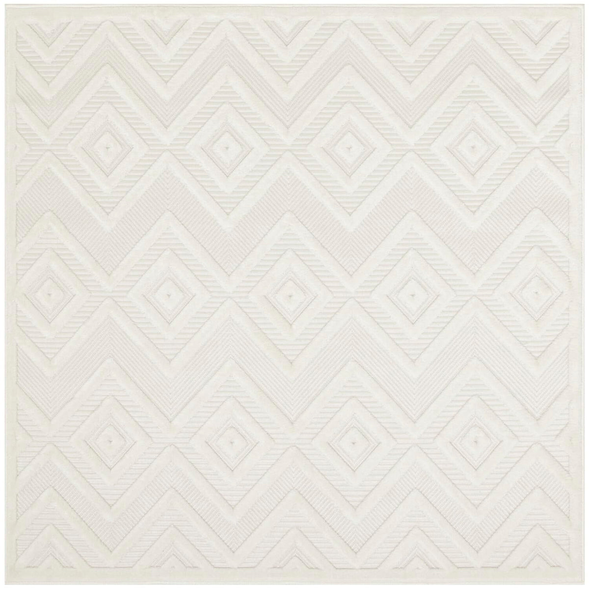 Nourison Versatile Indoor/Outdoor Ivory White 5' X Square Area Rug, Easy Cleaning, Non Shedding, Bed Room, Living Room, Dining R