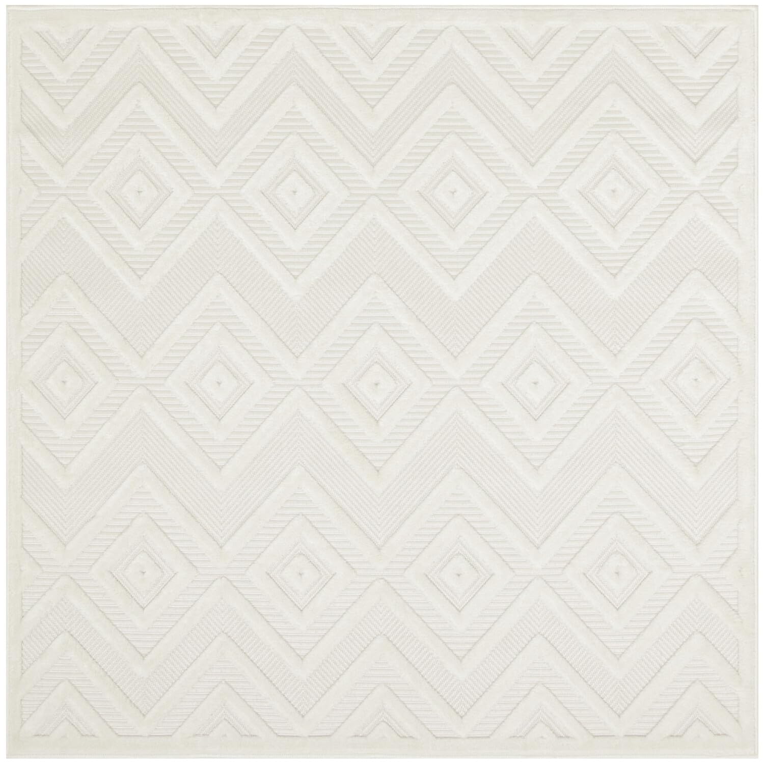 Nourison Versatile Indoor/Outdoor Ivory White 5' X Square Area Rug, Easy Cleaning, Non Shedding, Bed Room, Living Room, Dining R