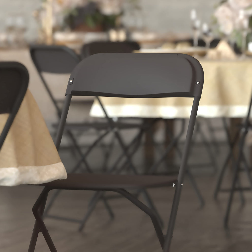 Flash Furniture Hercules™ Series Plastic Folding Chair - Black - 4 Pack 650Lb Weight Capacity Comfortable Event Chair - Lightweight Folding Chair