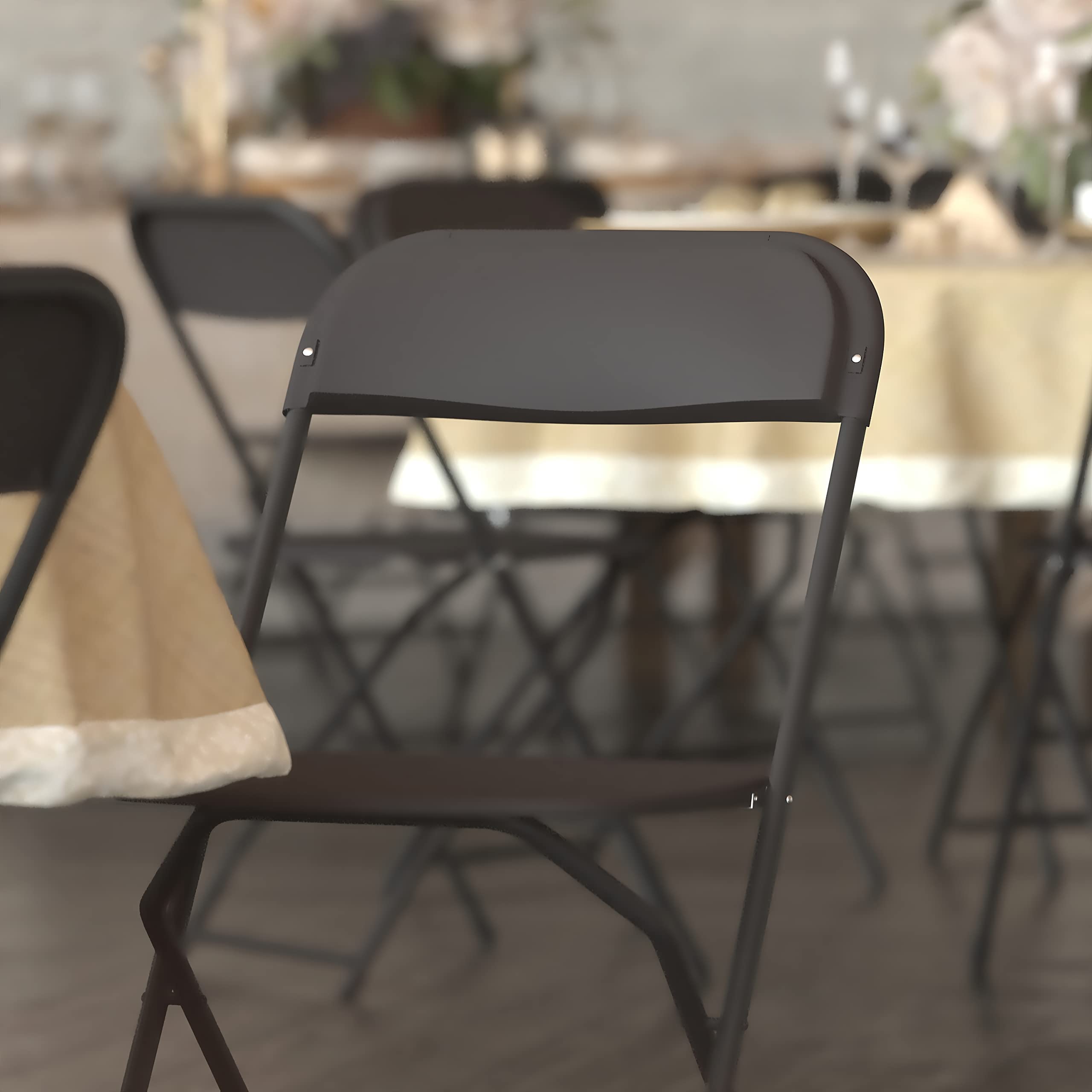 Flash Furniture Hercules™ Series Plastic Folding Chair - Black - 4 Pack 650Lb Weight Capacity Comfortable Event Chair - Lightweight Folding Chair